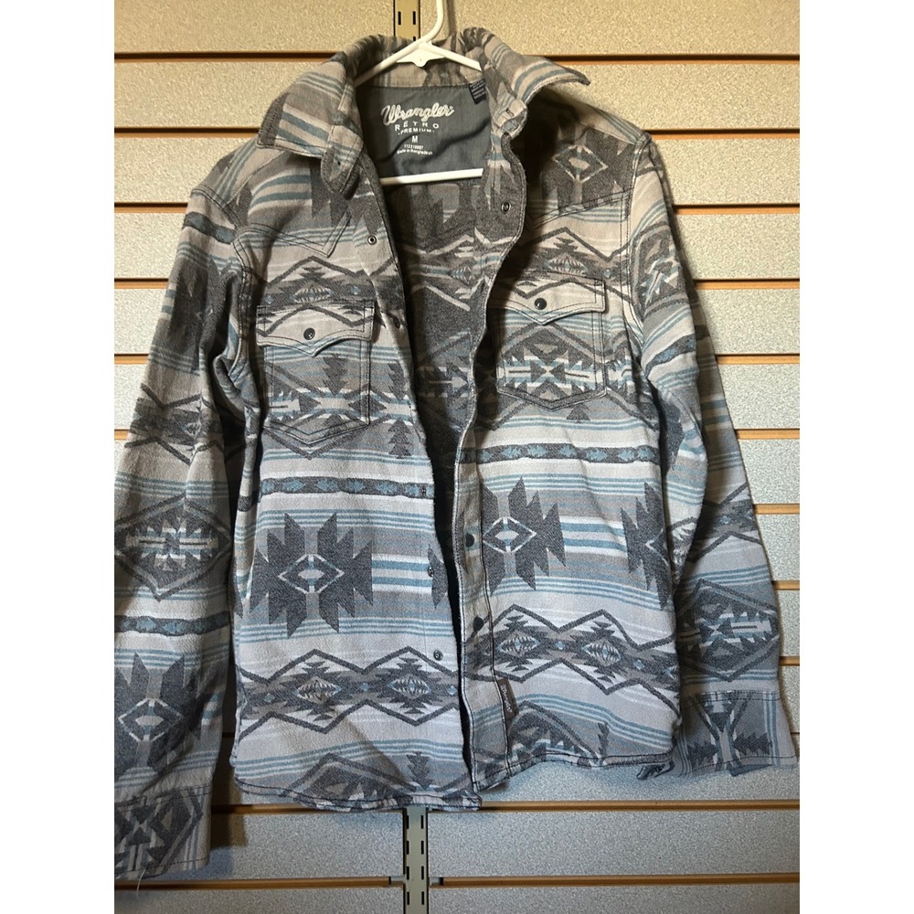 Wrangler Retro Premium Mens M Southwestern Geometric Snap Shirt Western Aztec
